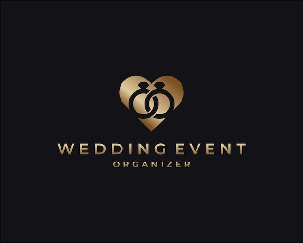 Love Ring Wedding Wedding Event Organizer Premium Gold Luxury Vector Logo Ontwerp Illustratie