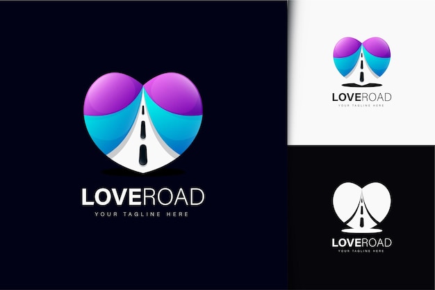 Love road logo design with gradient