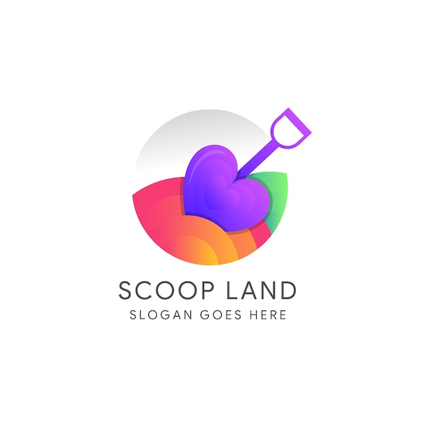 Love scoop land logo ontwerpsjabloon