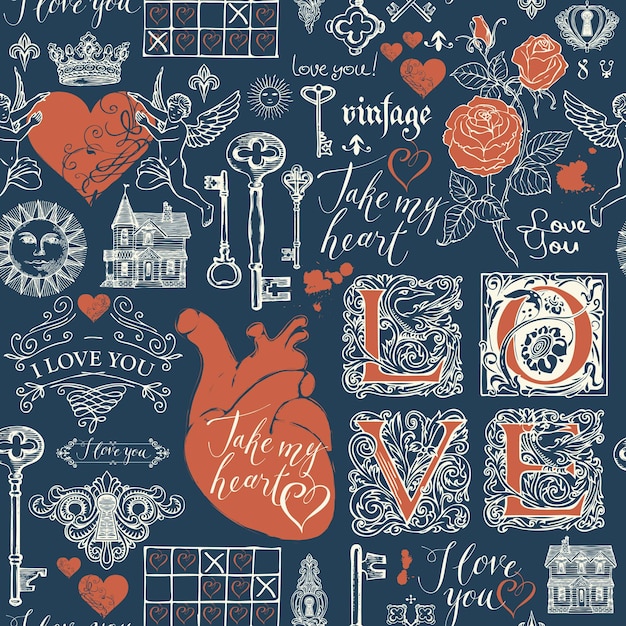 Vector love seamless background