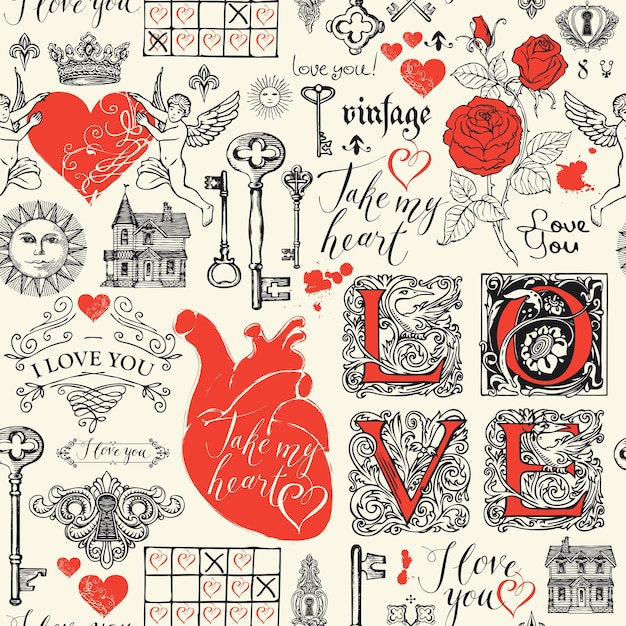 Vector love seamless background