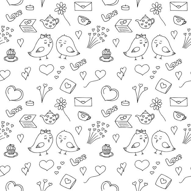 Love seamless pattern vector illustration hand drawing