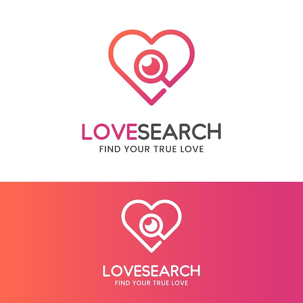 Love Search Heart Magnifier Logo Design Template