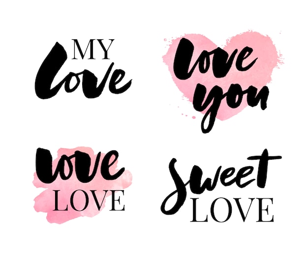 Vector love set of calligraphy symbols