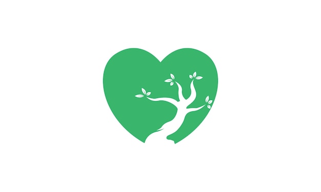 Love shape with tree bonsai  logo symbol vector icon illustration graphic design