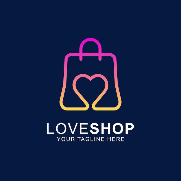 Love shop gradient logo design