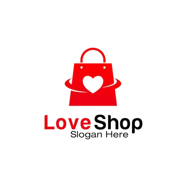 Modello di progettazione del logo dell'amore per lo shopping