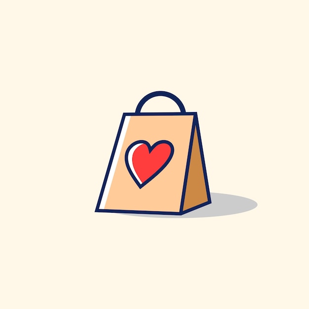 Amore shopping logo design illustrazione vettoriale