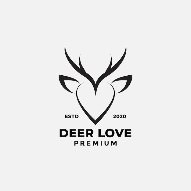 Love sign and deer animals modern line logo design vector