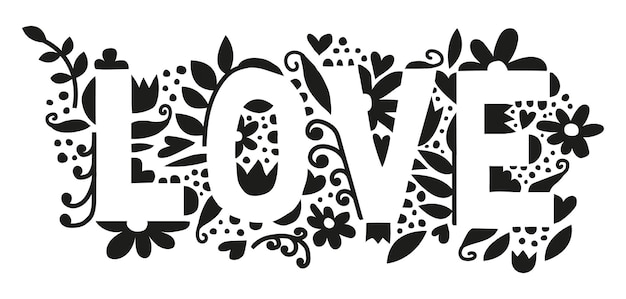 Vector love silhouette handlettering vector illustration