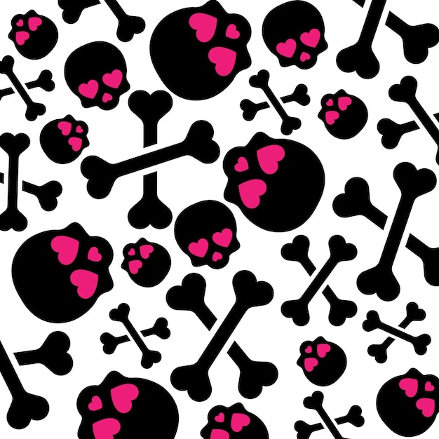 Love, skull and bone vector patterns for halloween festival season. suitable for girlish, aggressive