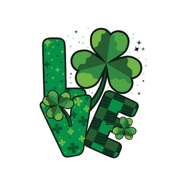 Vector love st patricks day vector template for tshirt banner poster flyer postcard greeting card