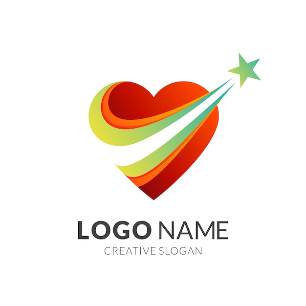 Love star logo design, Love and dream