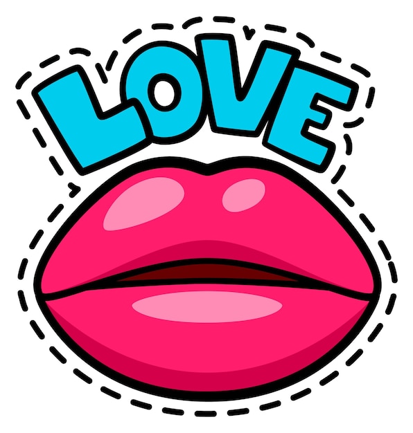 Love sticker sexy female lips comic patch