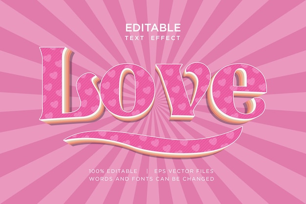 love story 3d editable text effect in pink color