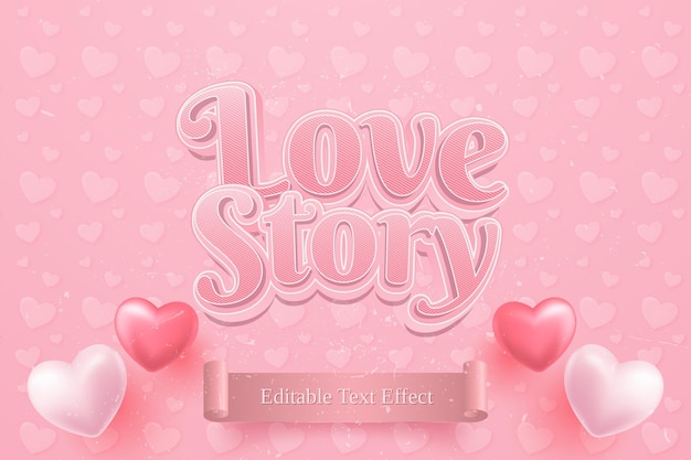 love story 3d editable text effect in pink color