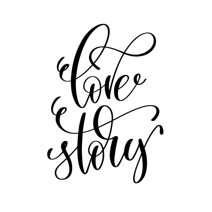 Vector love story black and white hand lettering inscription to wedding invitation or valentines day