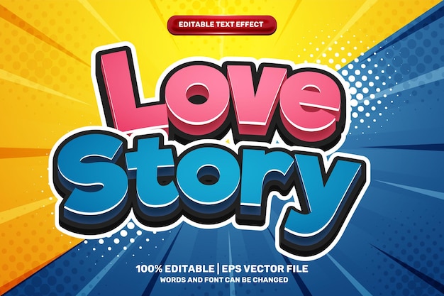 Love story comic style bold 3d editable text effect style