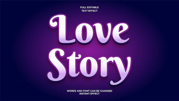 Love story text effect love typography mockup template