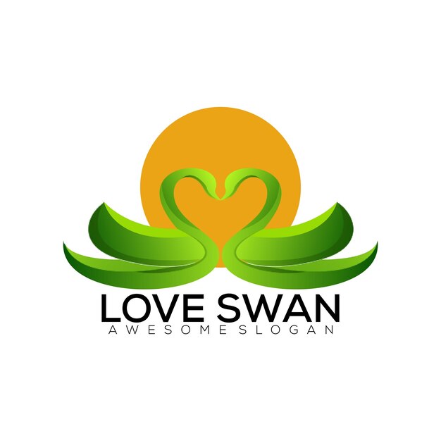 Love swan logo design gradient colorful