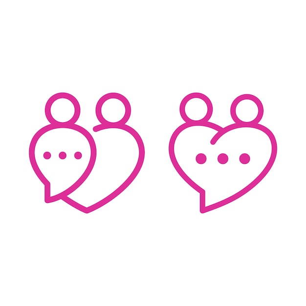 벡터 사랑 이야기 로고 온라인 채팅 로고 통신 개념 기호 아이콘 디자인