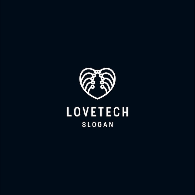 Love tech logo line art icona modello vettoriale