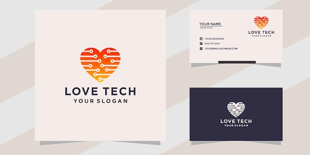 Modello di logo di tecnologia d'amore