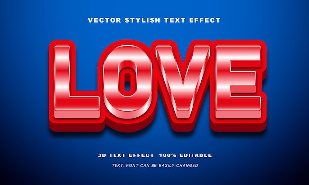 love text effect 3d vector