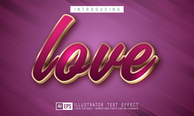 Vector love text effect, editable three dimension text style