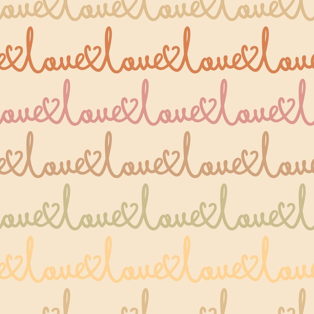 Love text one line word seamless pattern