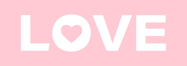 Vector love text on pink background poster card banner design vector flat