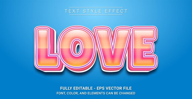 Редактируемый графический текстовый шаблон Love Text Style Effect