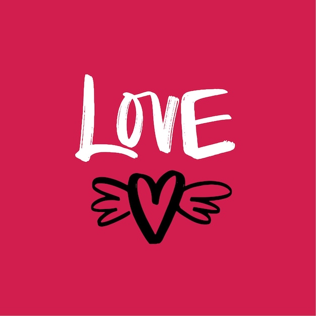 Love text vector lettering illustration