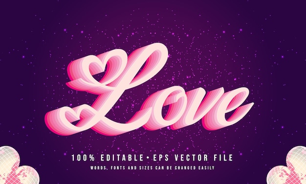 Vector love text vector vector love text effect editable date and darling text style