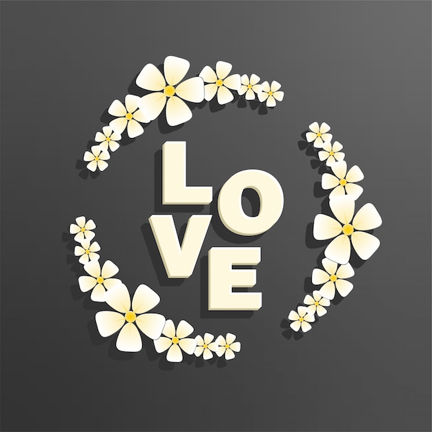 love text with flowers