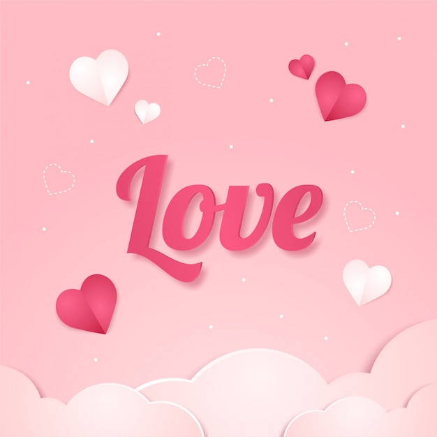 love text with hearts card