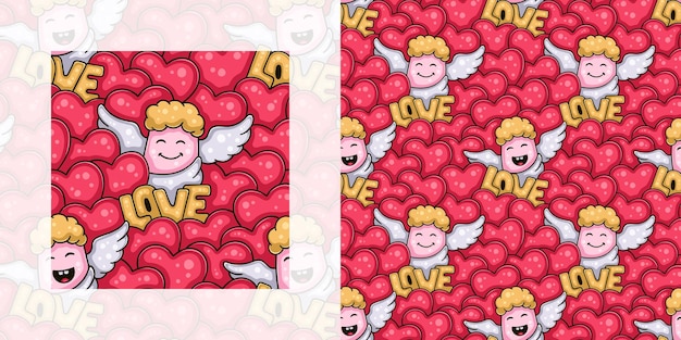 Vettore amo il motivo doodle senza soluzione di continuità a tema per san valentino e matrimoni