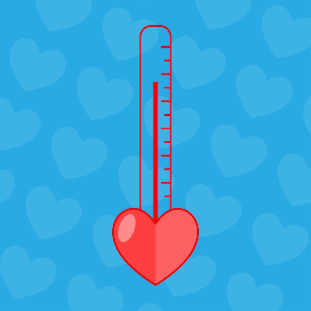 Love thermometer Valentines day concept The level of love Thermolmeter with a heart Vector image