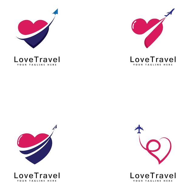 사랑 여행 로고 템플릿 디자인 벡터 상징 디자인 컨셉 크리에이 티브 기호 아이콘