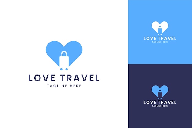 Love travel negative space logo design