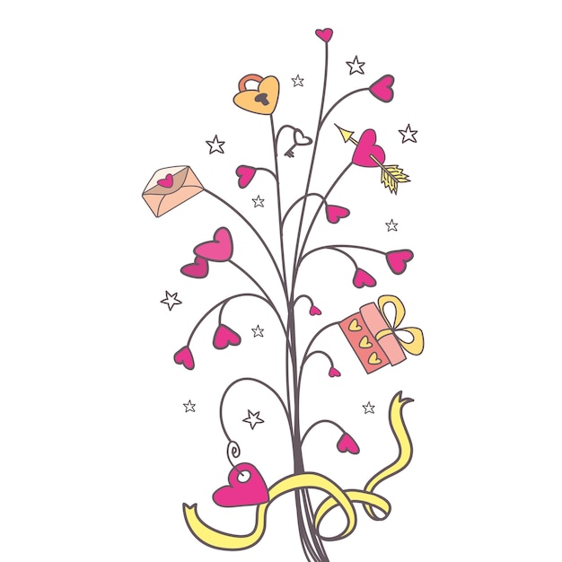 Love tree hand drawn vector illustration