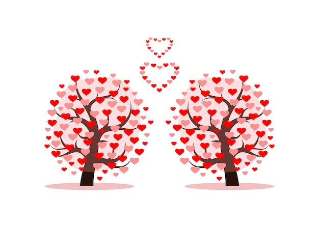 Love tree with heart leaves Vector illustration