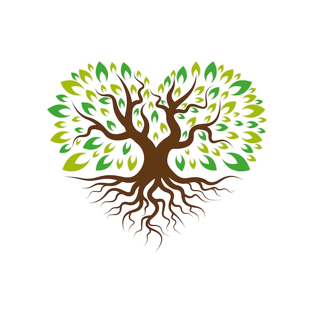 Love tree with root logo template