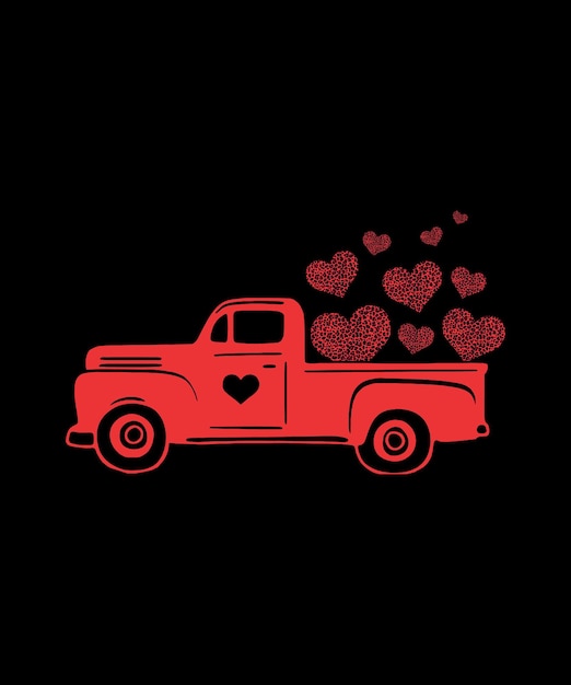 Vector love truck leopard valentine's day t-shirt