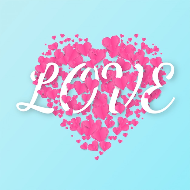 Vector love typography with heart shaped.