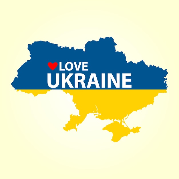 우크라이나 지도에 사랑 우크라이나 텍스트