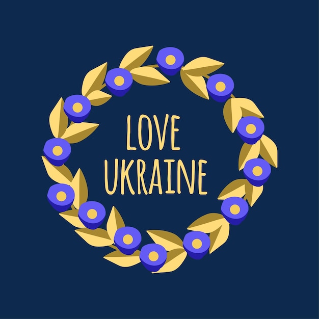 Vector love ukraine wreath isolated vector illustration