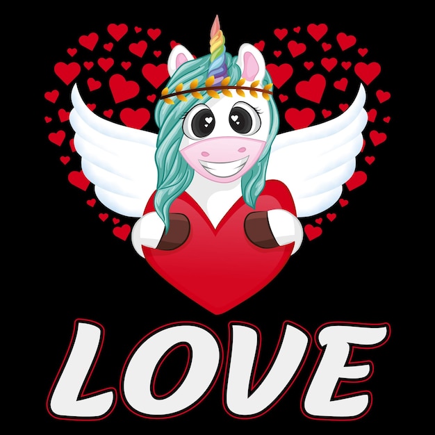 Футболка Love Unicorn Valentine, футболка Unicorn Valentine Day