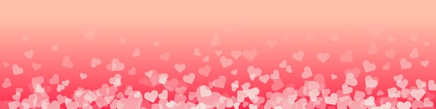 Vector love valentine background with petals of hearts on gradient background vector banner postcard backgroundthe 14th of february vector eps 10