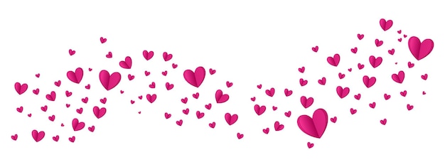 Love valentine background with pink petals of hearts on transparent background Vector banner postc